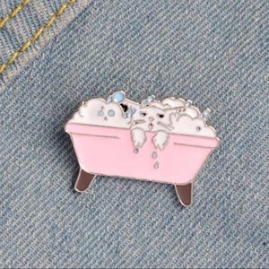 Bathe Time for Kitty Cat Enamel Pin